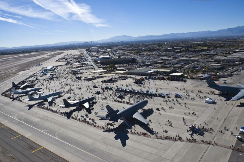 ttendees of the 2014 Nellis Open House enjoy the event’s festivities at Nellis Air Force Base, Nev., Nov. 12, 2014. Today, Nellis provides operation support for six wings, Nevada Test and Training Range, United States Air Force Warfare Center, 52 tenant units and approximately 12,000 military and civilian members. Image: Senior Airman Christopher Tam/ U.S. Air Force